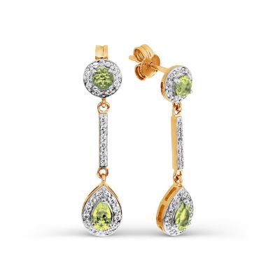 

Серьги с хризолитами и фианитами Линии Любви, Серьги Т143026717-01
