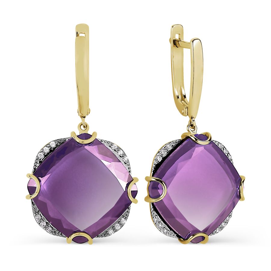 Серьги с кварцем и фианитами Линии Любви, Серьги Т943026875