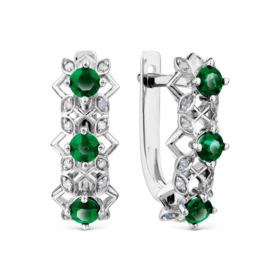 

Серьги с изумрудами и бриллиантами Линии Любви, Серьги Т301028326