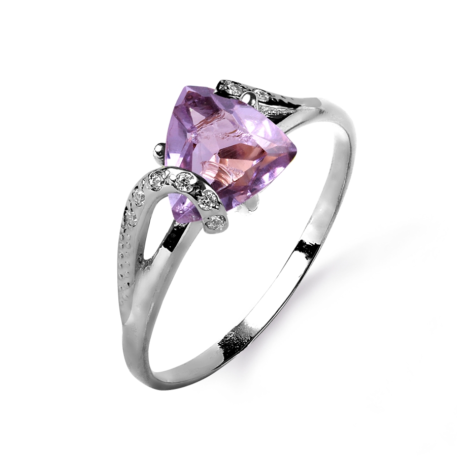 

Кольцо с аметистом и фианитами Линии Любви