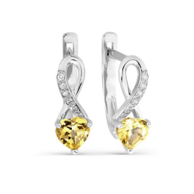 

Серьги с цитринами и фианитами Линии Любви, Серьги Т303026397