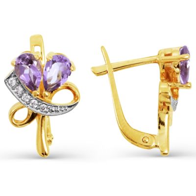 

Серьги с аметистами и фианитами Линии Любви, Серьги Т943021970