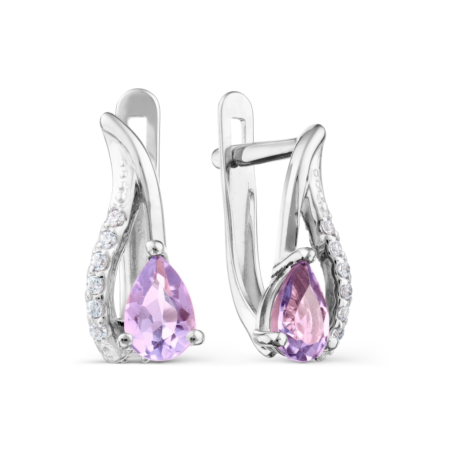 

Серьги с аметистами и Swarovski Zirconia Линии Любви, Серьги Т303025952