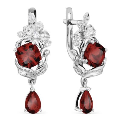 

Серьги с гранатами и фианитами Линии Любви, Серьги Т30302Б253