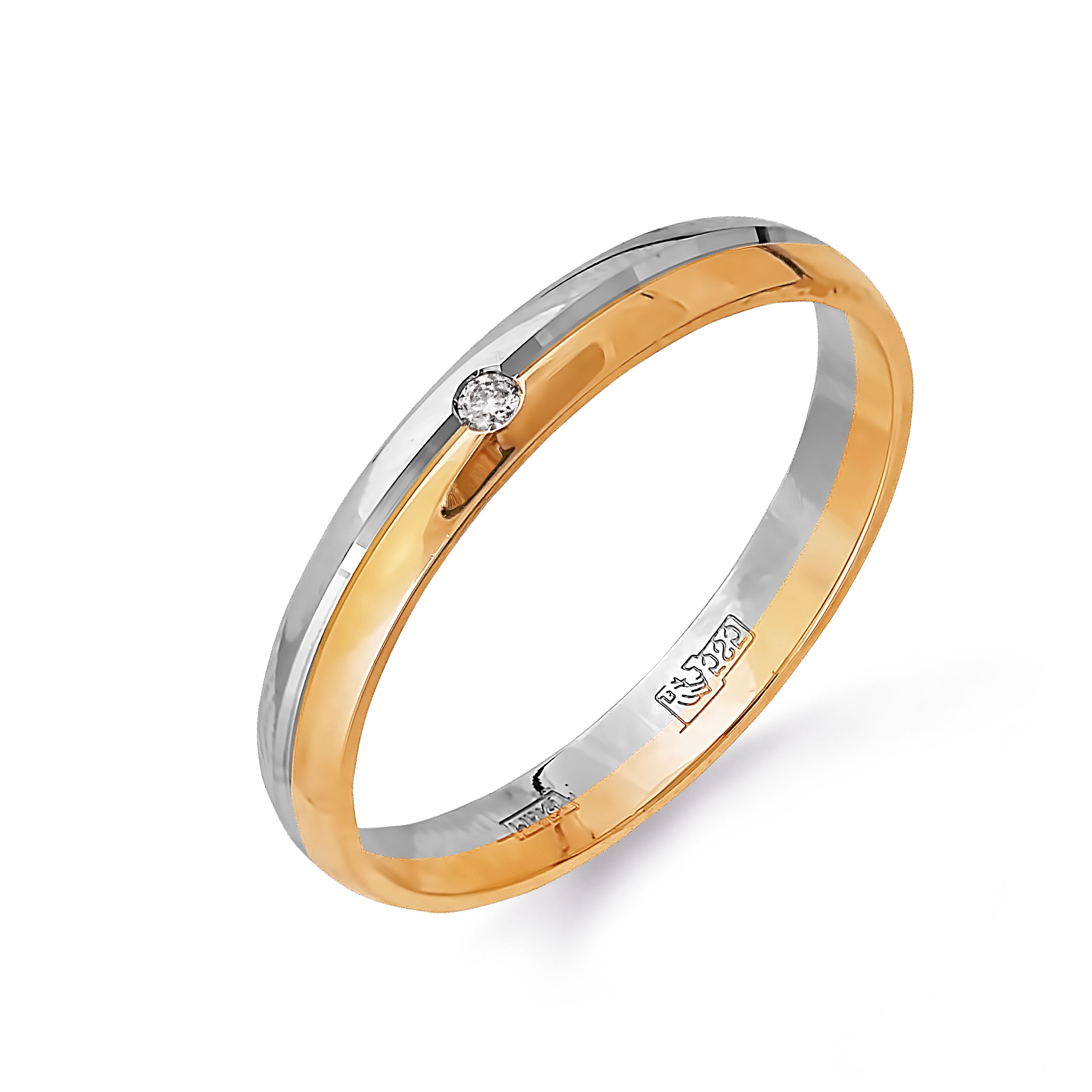 

Кольцо обручальное с бриллиантом Линии Любви, Кольцо Т131613704-01
