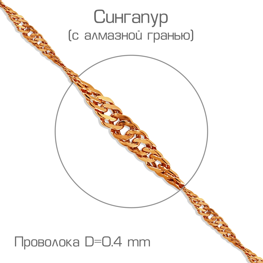 

Цепочка из красного золота Линии Любви, Цепочки ЦППН20412040