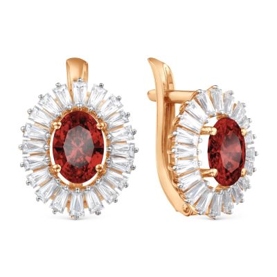 

Серьги с гранатами и Swarovski Zirconia Линии Любви, Серьги Т143028893