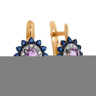 

Серьги с аметистами и фианитами Линии Любви, Серьги Т147027455-03