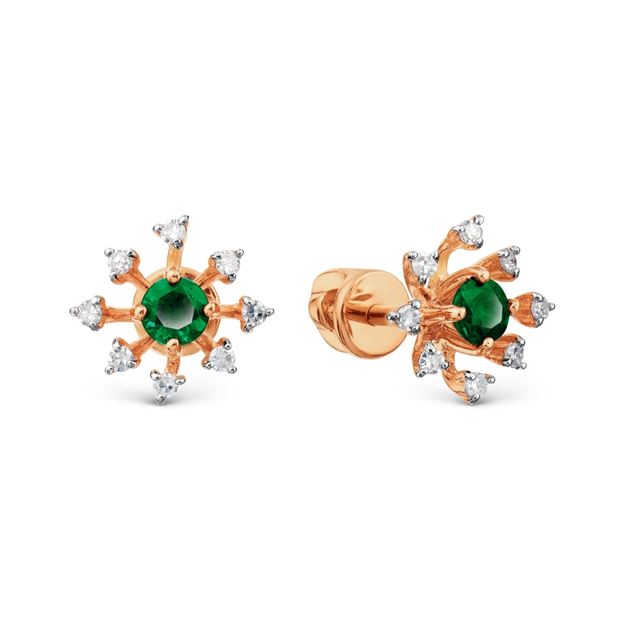 

Серьги с изумрудами и бриллиантами Линии Любви