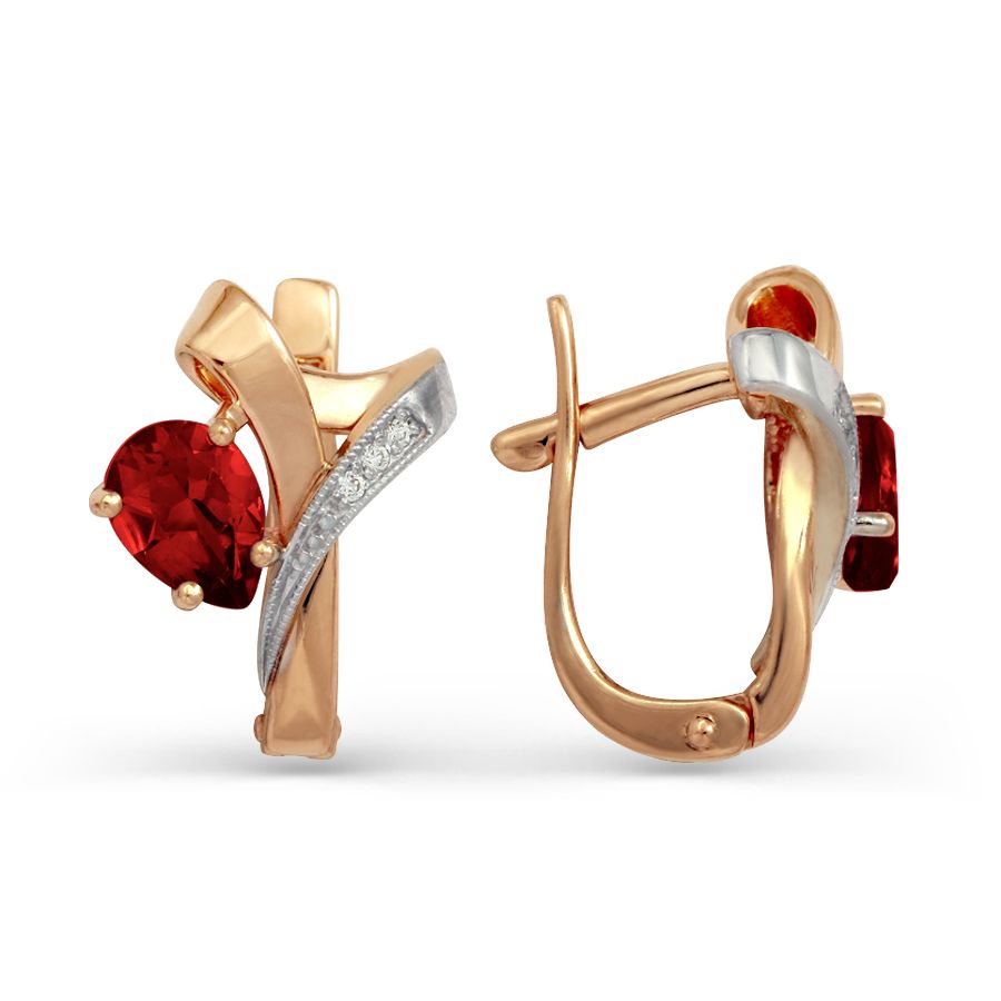 

Серьги с гранатами и фианитами Линии Любви