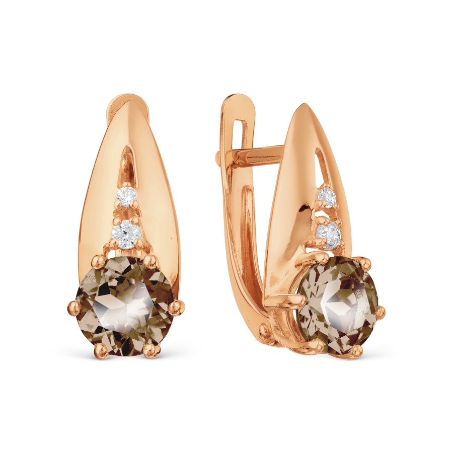 

Серьги с раухтопазами и фианитами Линии Любви