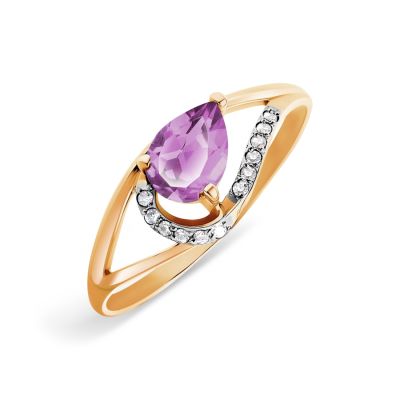 

Кольцо с аметистом и Swarovski Zirconia Линии Любви, Кольцо Т143015720