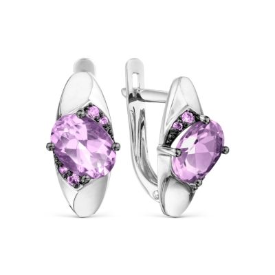 

Серьги с аметистами и фианитами Линии Любви, Серьги Т30302Б270-01
