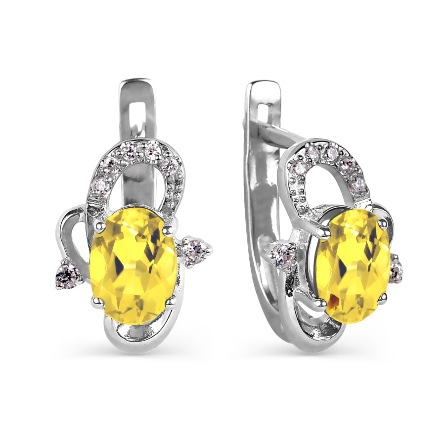 

Серьги с цитринами и фианитами Линии Любви