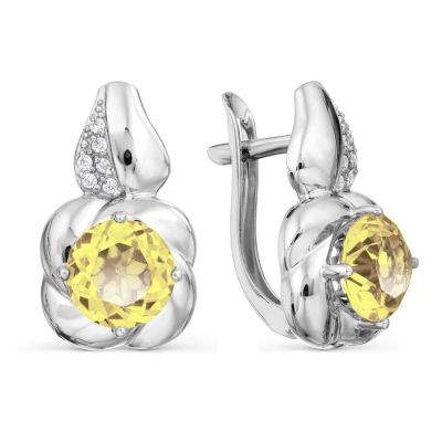 

Серьги с цитринами и фианитами Линии Любви, Серьги Т30302Б185