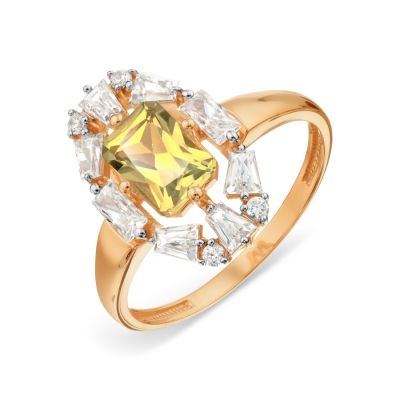 

Кольцо с цитрином и Swarovski Zirconia Линии Любви, Кольцо Т143018802
