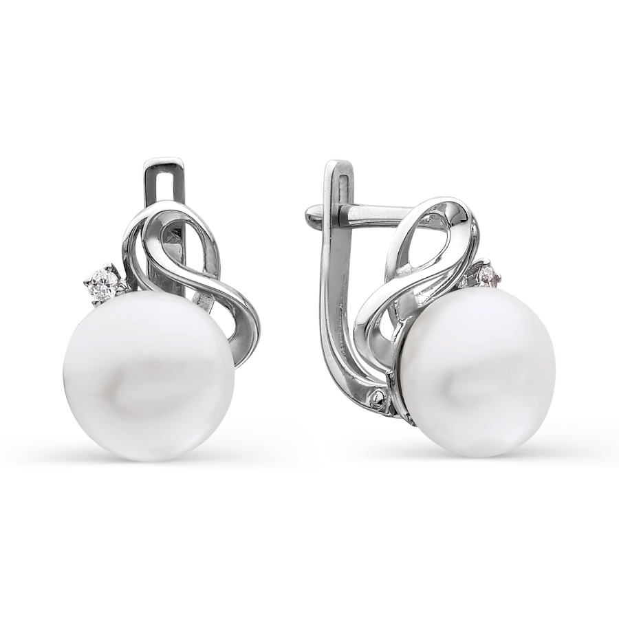 

Серьги с жемчугом и фианитами Линии Любви