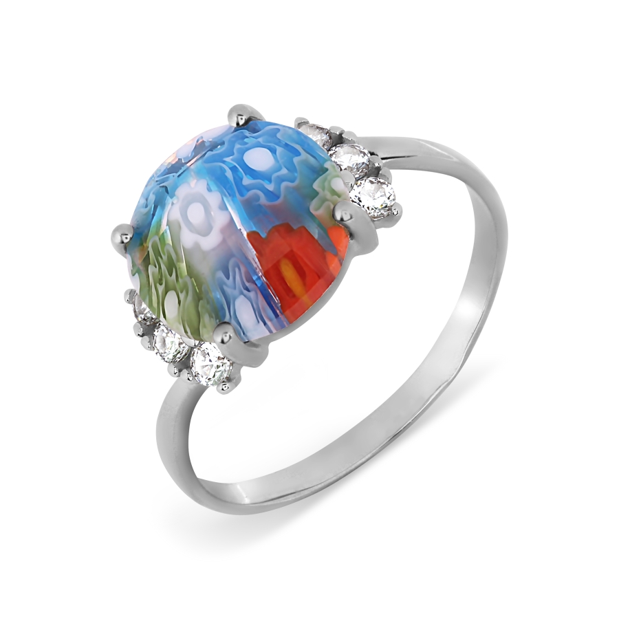 

Кольцо с ювелирным стеклом и фианитами Линии Любви, Кольцо Т307017363