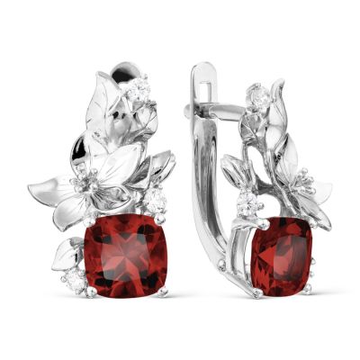 

Серьги с гранатами и фианитами Линии Любви, Серьги Т30302Б254
