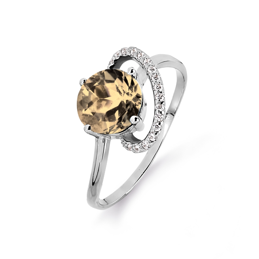 

Кольцо с раухтопазом и фианитами Линии Любви