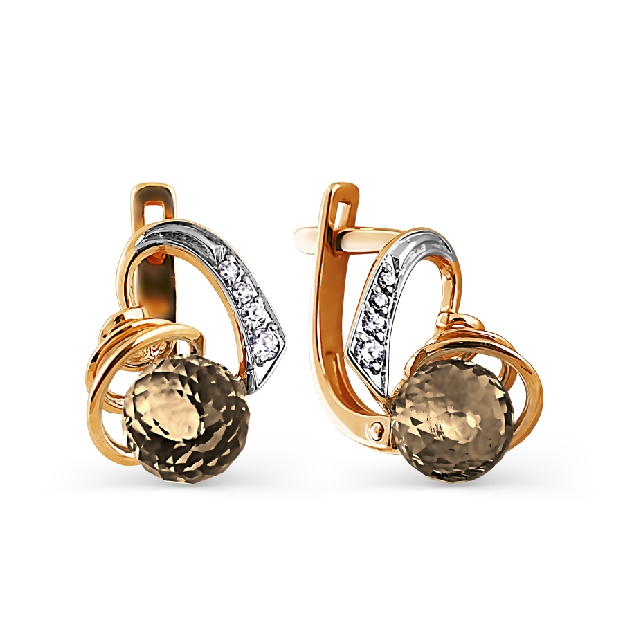 

Серьги с раухтопазами и фианитами Линии Любви, Серьги Т143024770