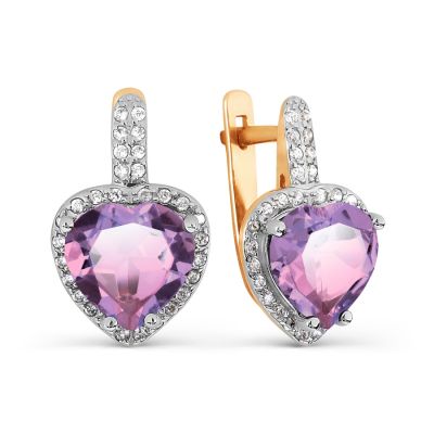 

Серьги с аметистами и фианитами Линии Любви, Серьги Т147027107-01
