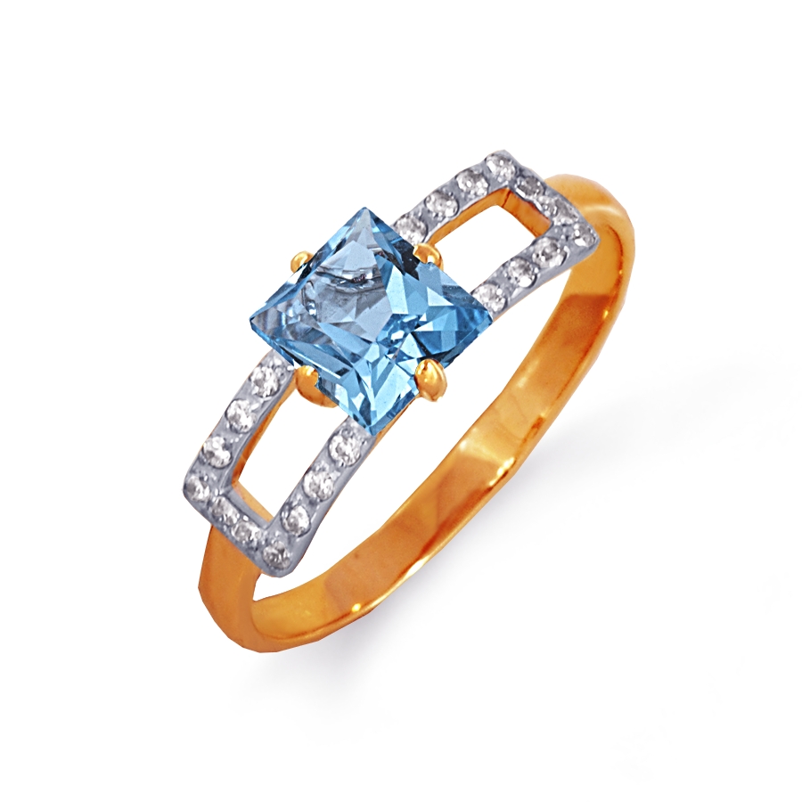 

Кольцо с топазом и фианитами Линии Любви