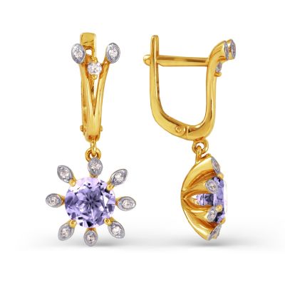 

Серьги с аметистами и фианитами Линии Любви, Серьги Т943023590