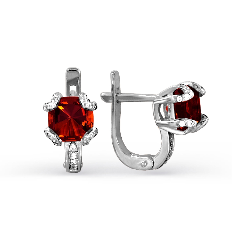 

Серьги с гранатами и фианитами Линии Любви