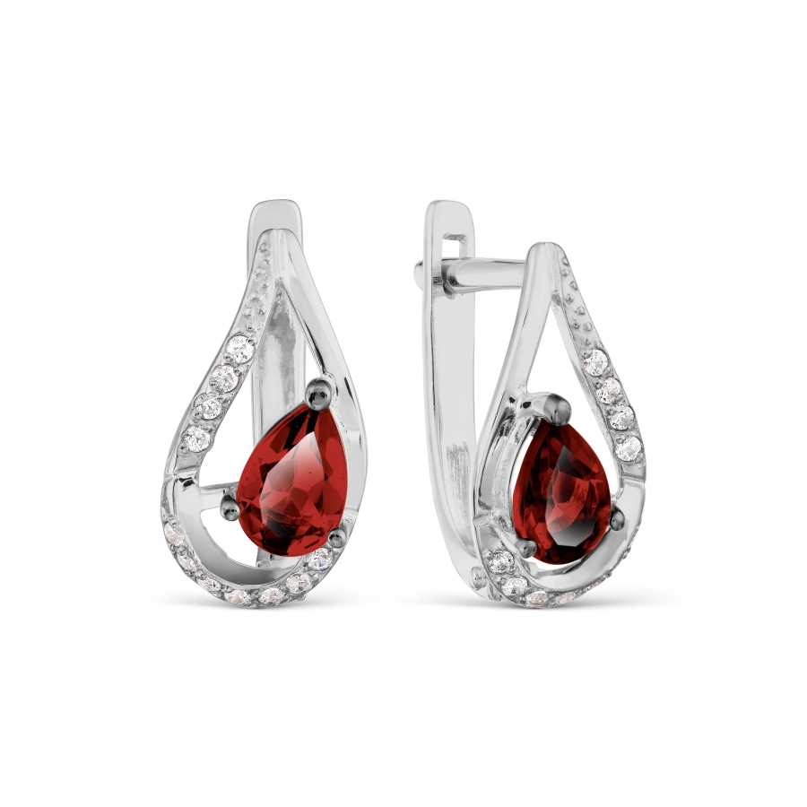 

Серьги с гранатами и Swarovski Zirconia Линии Любви, Серьги Т303025955