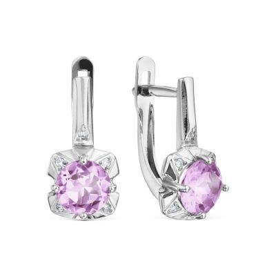 

Серьги с аметистами и фианитами Линии Любви, Серьги Т30302Б401