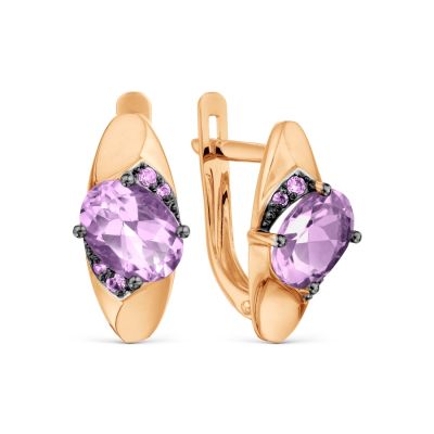 

Серьги с аметистами и фианитами Линии Любви, Серьги Т14302Б270-01