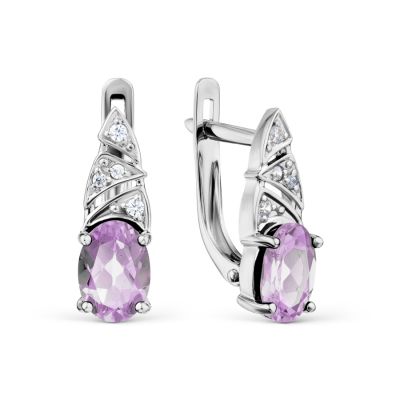 

Серьги с аметистами и фианитами Линии Любви, Серьги Т30302Б258