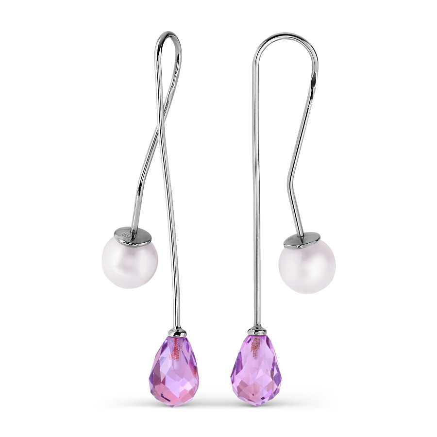 

Серьги с жемчугом и аметистами Линии Любви