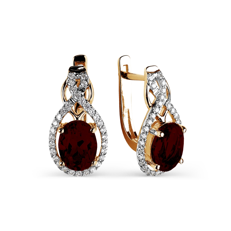 

Серьги с гранатами и фианитами Линии Любви