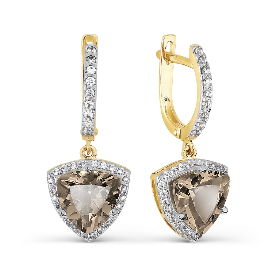 

Серьги с раухтопазами и фианитами Линии Любви, Серьги Т947027109-01