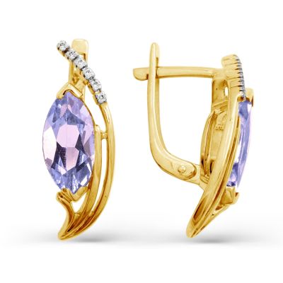 

Серьги с аметистами и фианитами Линии Любви, Серьги Т943022086