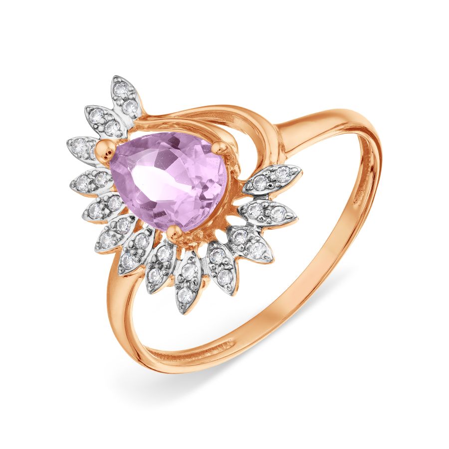 

Кольцо с аметистом и Swarovski Zirconia Линии Любви