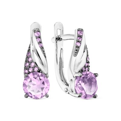 

Серьги с аметистами и фианитами Линии Любви, Серьги Т30302Б272-01