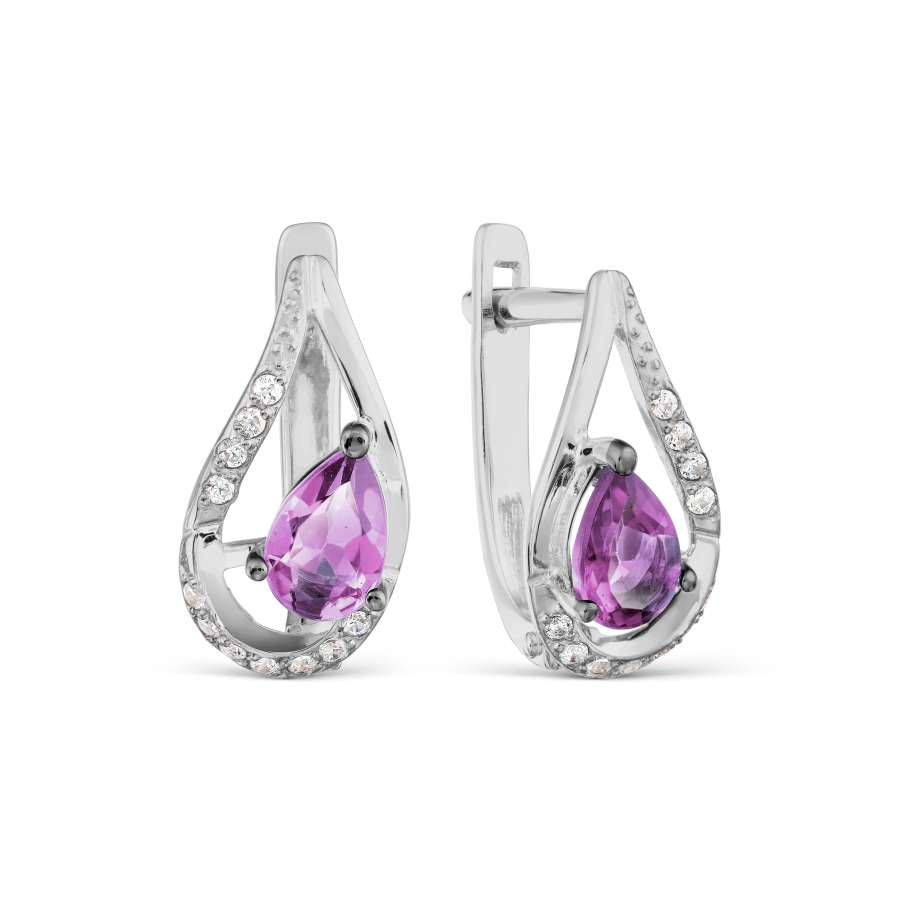 

Серьги с аметистами и Swarovski Zirconia Линии Любви