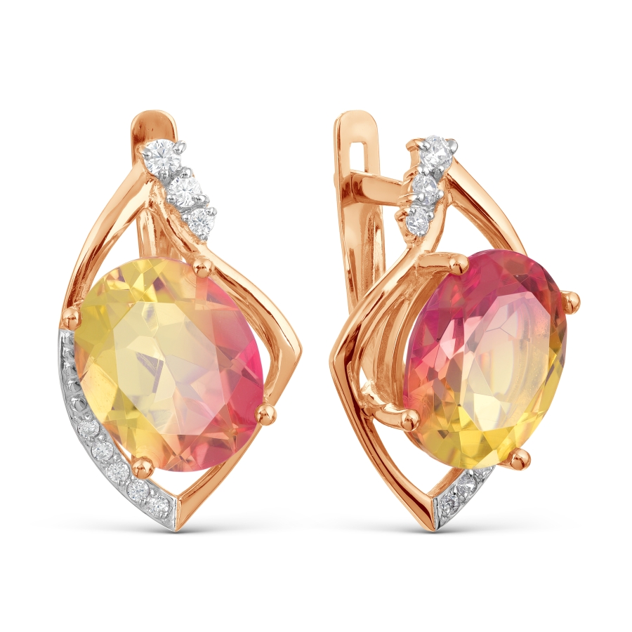 

Серьги с ситаллами хамелеон и фианитами Линии Любви