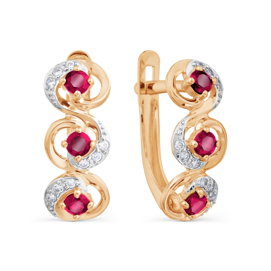 

Серьги с корундами и фианитами Линии Любви