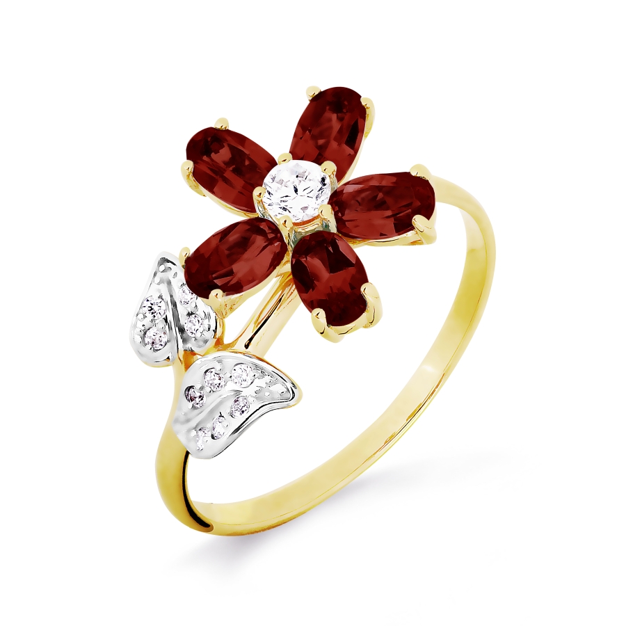 

Кольцо с гранатами и фианитами Линии Любви