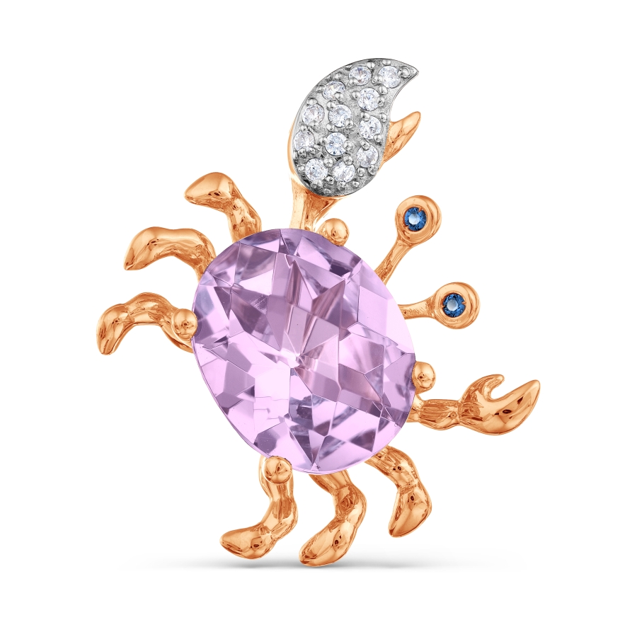 

Брошь с аметистом и фианитами Линии Любви, Брошь Т14309232