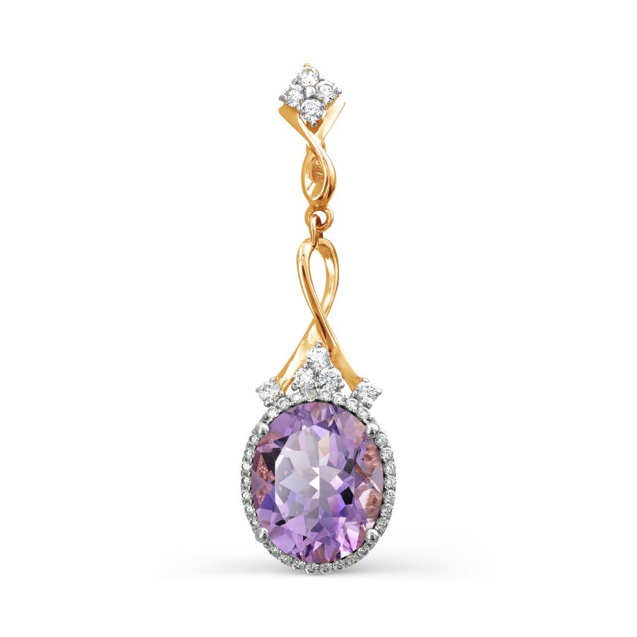 

Подвеска с аметистом и фианитами Линии Любви