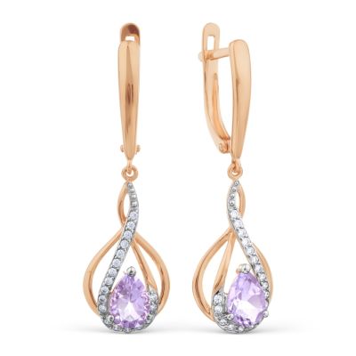 

Серьги с аметистами и фианитами Линии Любви, Серьги Т147028808