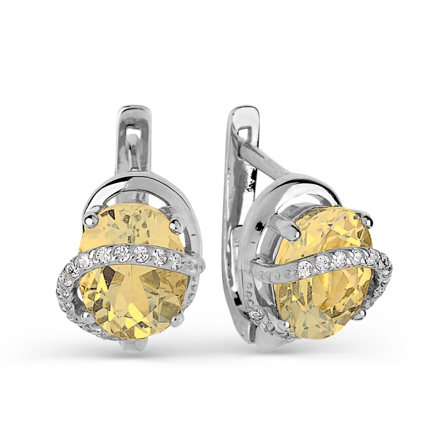 

Серьги с цитринами и фианитами Линии Любви