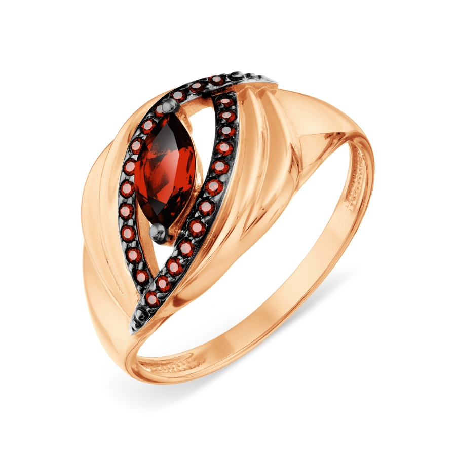 

Кольцо с гранатом и фианитами Линии Любви