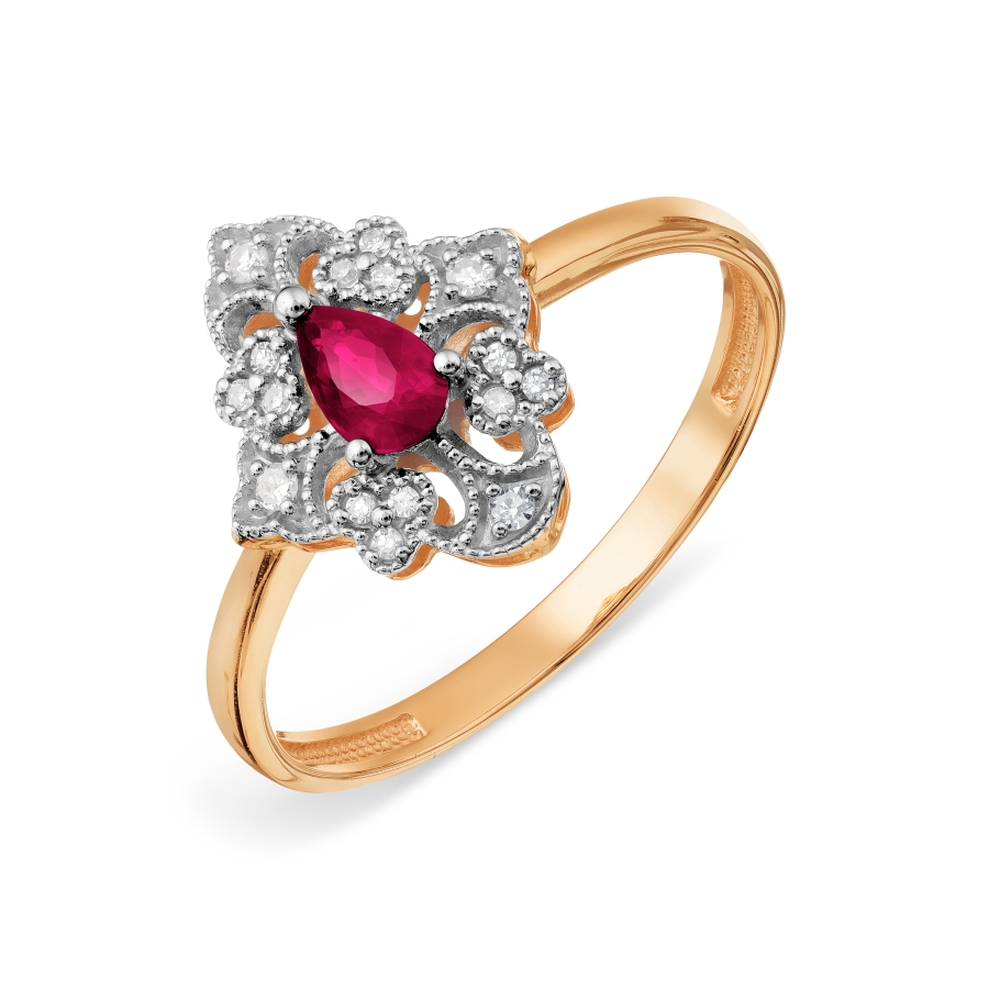 

Кольцо с рубином и бриллиантами Линии Любви, Кольцо Т13101А121