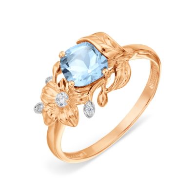 

Кольцо с топазом и фианитами Линии Любви, Кольцо Т14301А457